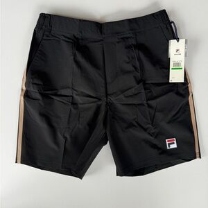 Fila Black Athletic Shorts with Tan Accents